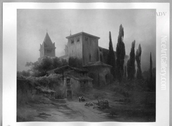 Italienische Kirche in Abendstimmung Oil Painting by Carl Graeb