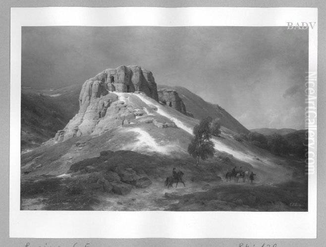 Felsige Hugellandschaft mit Reitern im Vordergrund Oil Painting by Karl Friedrich Lessing Felsige Hugellandschaft mit Reitern im Vordergrund Oil Painting by Karl Friedrich Lessing