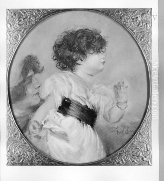Mutter und Kind Oil Painting by Lenbach Franz Von