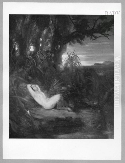 Sleeping satyr in landscape Oil Painting by Carl Blechen