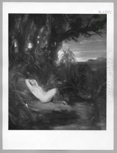 Sleeping satyr in landscape