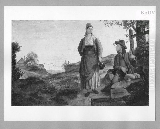 Young couple in landscape Oil Painting by Ferdinand Olivier