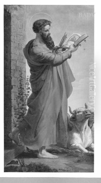 the evangelist Lukas with his attributs Oil Painting by Alfred Rethel