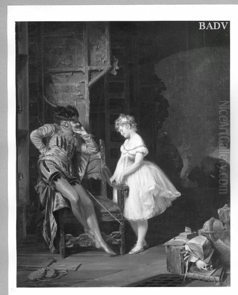 Hinter den Kulissen (Mephisto) Oil Painting by Eduard Von Grutzner