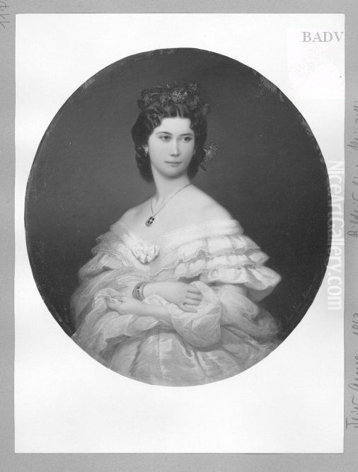 Portrat einer Prinzessin in Weiss mit Nelkenkranz im Haar Oil Painting by Anna Susanna Fries