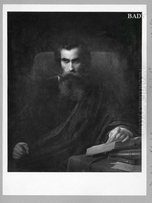 portrait of sitting bearded man (half-length) Oil Painting by Karl von Piloty