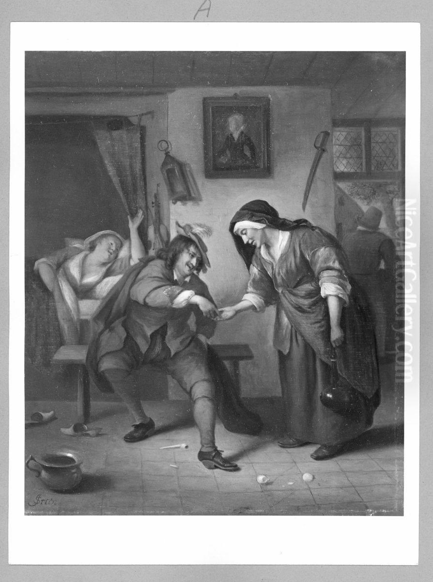 Man paying an old procuress for the services of a harlott Oil Painting by Jan Steen