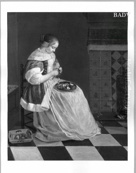 Kitchen - piece Oil Painting by Pieter Cornelisz van Slingelandt