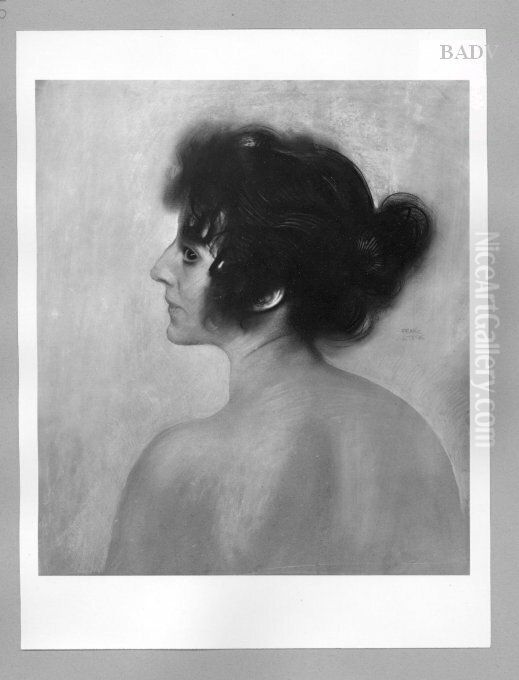 Weibliches Bildnis (Nackenansicht und Profil) Oil Painting by Franz Stuck