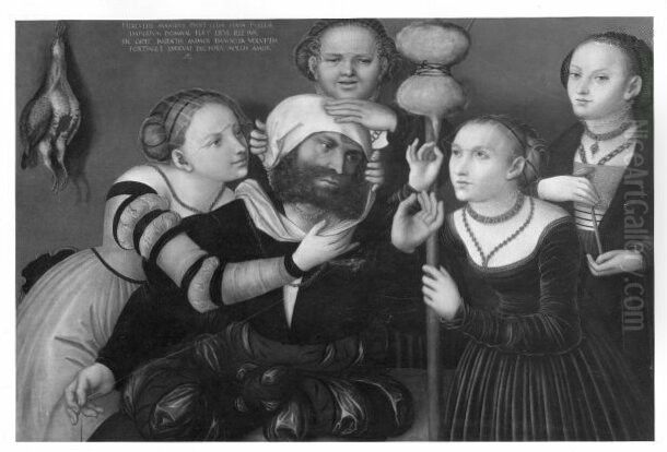 Herkules und Amphale Oil Painting by Lucas Cranach the Elder