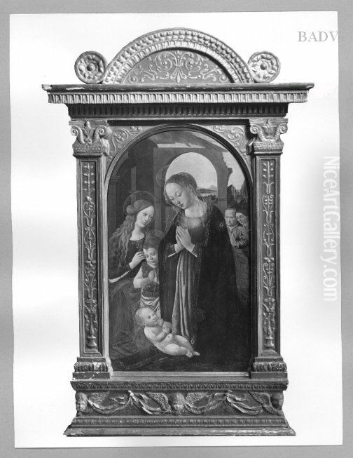 Madonna and 2 saints adorating the child Oil Painting by Ghirlandaio Domenico