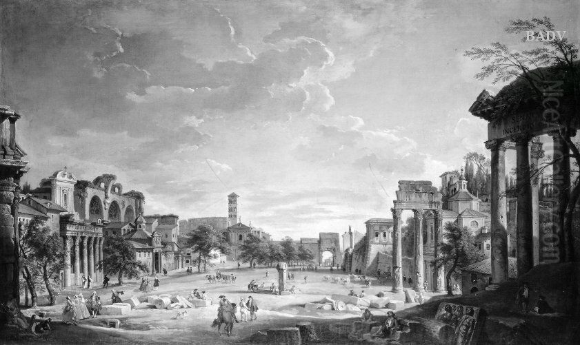 Das Forum Romanum Oil Painting by Giovanni Paolo Panini