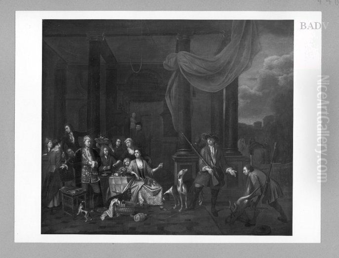 Selbstbildnis mit Familie beim Jagdfruhstuck Oil Painting by Jan Kupecky