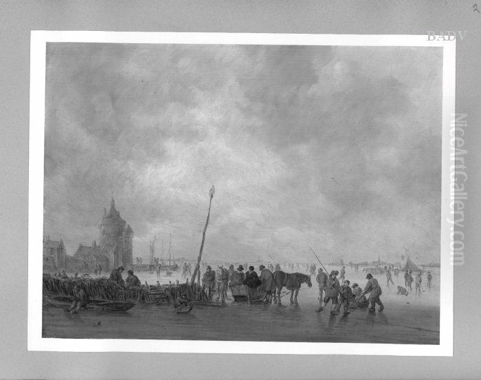 Winterlandschaft mit Eislauf Oil Painting by Jan van Goyen