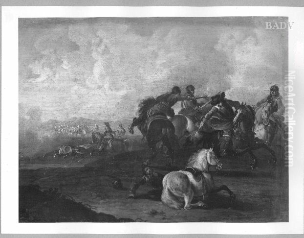 Reitergefecht Oil Painting by August Querfurt