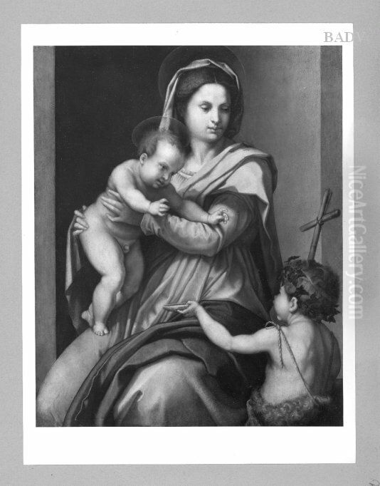 Maria, Jesus und Johannes Oil Painting by Andrea Del Sarto