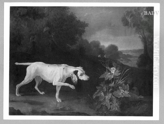 Landschaft mit weisser Jagdhundin und Fasanen Oil Painting by Jean-Baptiste Oudry