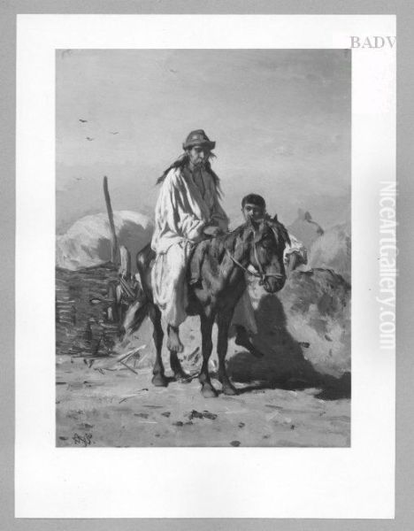 Ungarischer Bauer zu Pferd Oil Painting by August von Pettenkofen