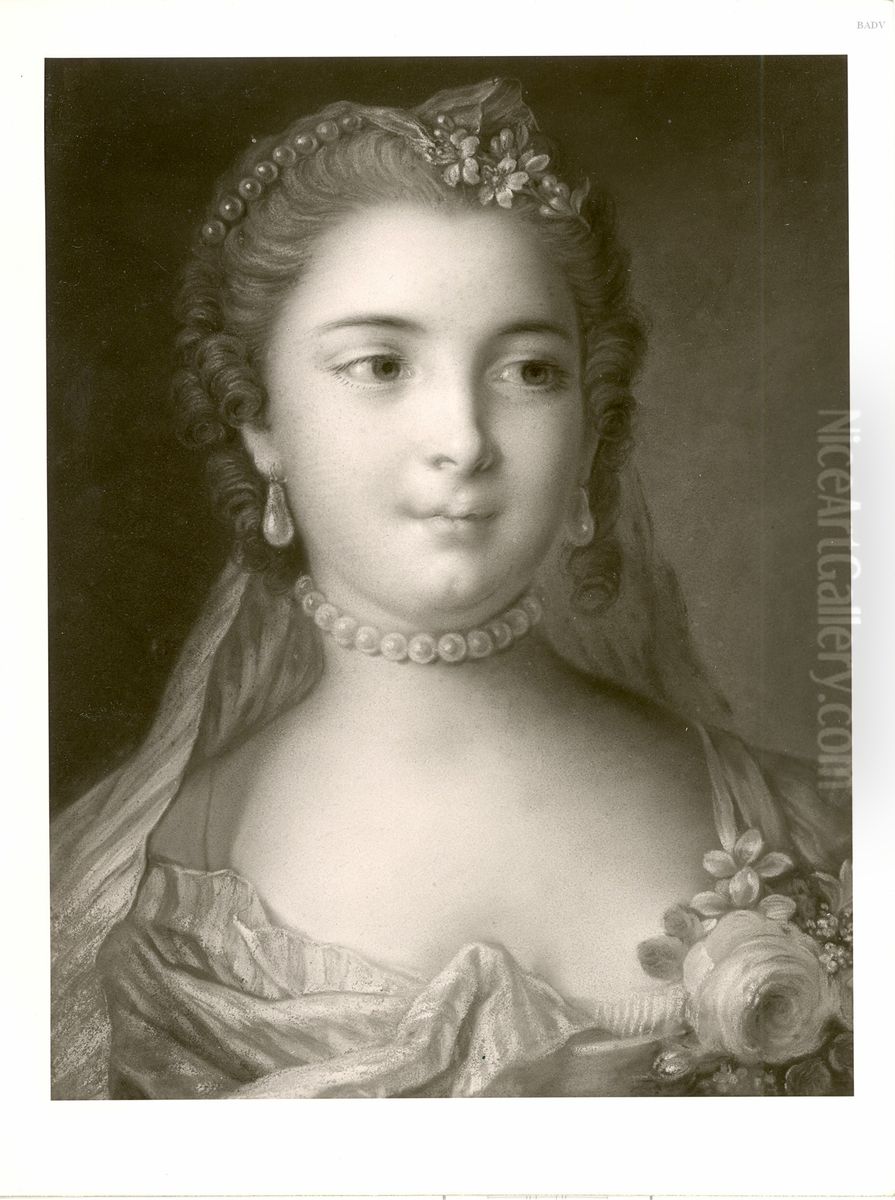 Rokoko-Portrat einer jungen Dame mit Perlenschmuck (Brustbild) Oil Painting by Francois Boucher