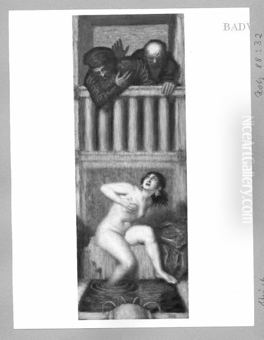 Susanna im Bade (und die beiden Alten) Oil Painting by Franz Stuck