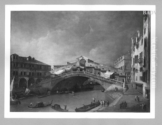 Ansicht des Canale Grande mit der Ponte Rialto Oil Painting by Canaletto