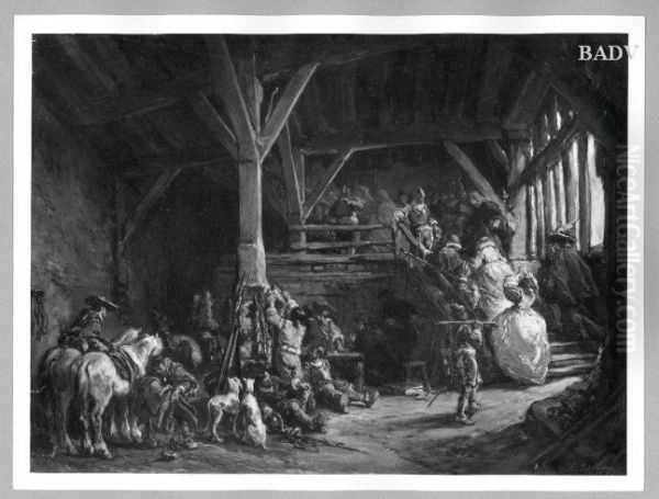 Inn in the 30 years war Oil Painting by Eugene Isabey