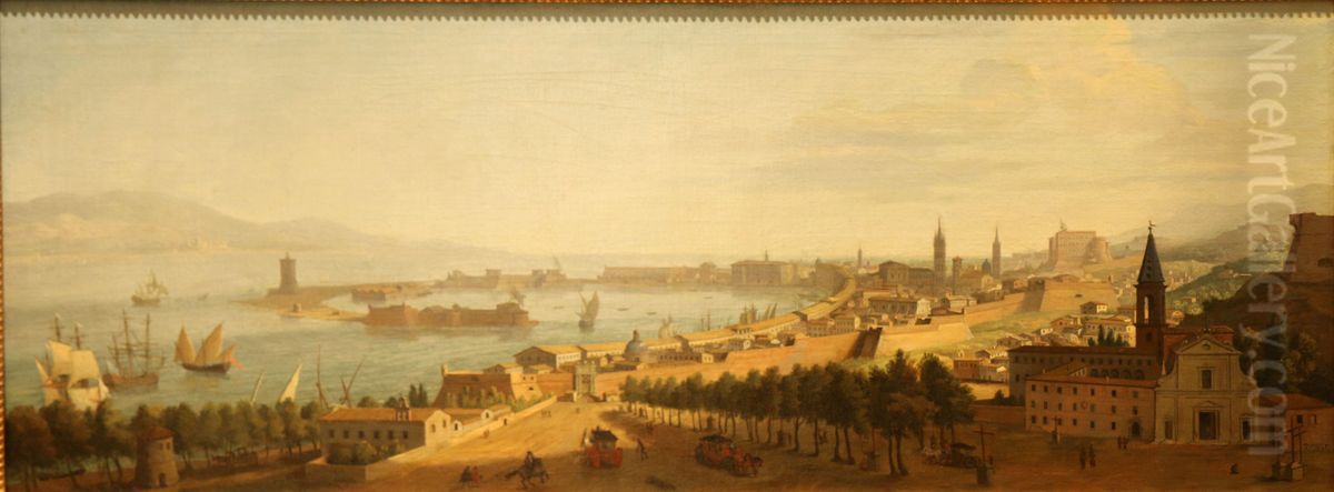 Vue d'un port (Messine) 2 Oil Painting by (circle of) Wittel, Gaspar van (Vanvitelli)