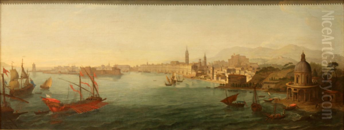 Vue d'un port (Messine) 1 Oil Painting by (circle of) Wittel, Gaspar van (Vanvitelli)