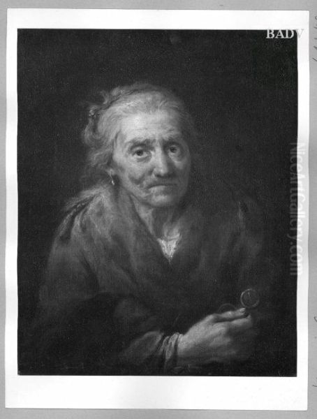 Portrat einer alten Frau mit Augenglas in der Hand Oil Painting by Giuseppe Nogari