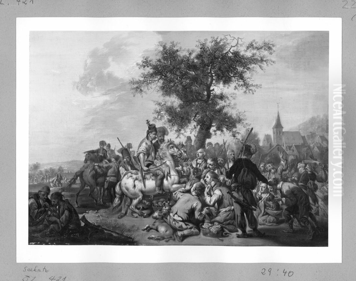 Ungarn plundern ein Dorf Oil Painting by Johann Conrad Seekatz