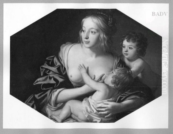 young mother with 2 children Oil Painting by Gerard van Honthorst