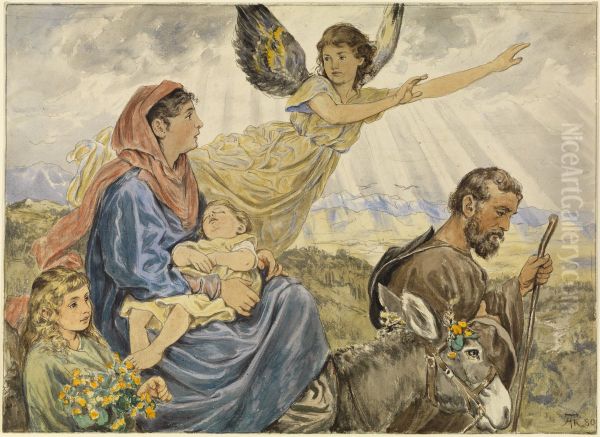 Flucht nach Agypten Oil Painting by Hans Thoma