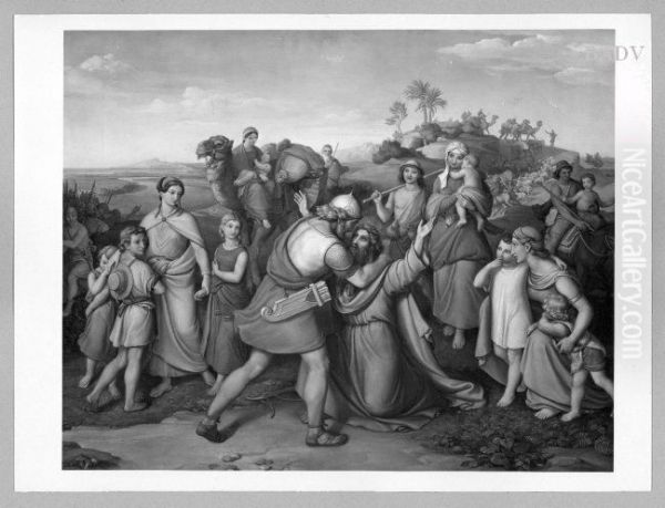 The meeting of Jacob and Esau Oil Painting by Alexander Maximilian Seitz