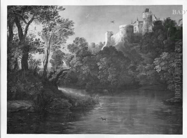 Landscape with castle and river Oil Painting by David Vinckboons I