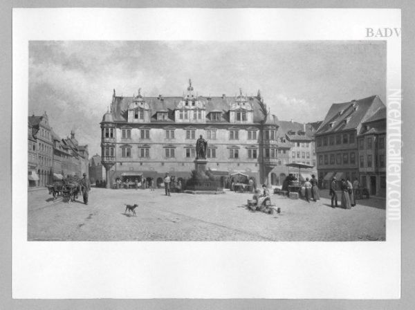 Marktplatz in Coburg Oil Painting by Jacques Carabain