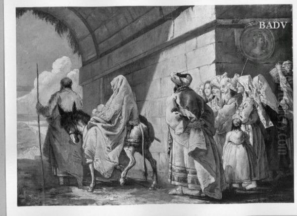 Flucht nach Agypten Oil Painting by Giovanni Domenico Tiepolo