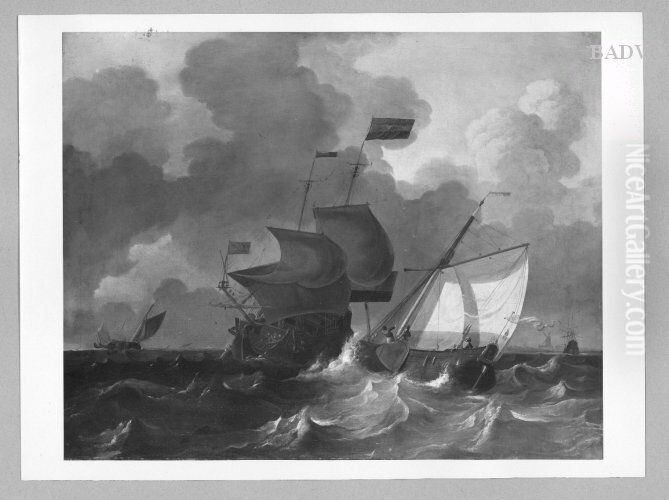 Sea-piece, sailing boats in full speed Oil Painting by Ludolf Bakhuizen