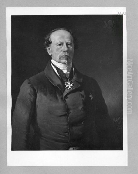 Herrenbildnis mit Orden, Carl Friedrich Christoph von Schonberg Oil Painting by Ferdinand von Rayski