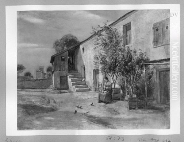 country house near Fontainebleau Oil Painting by Rudolf Ribarz