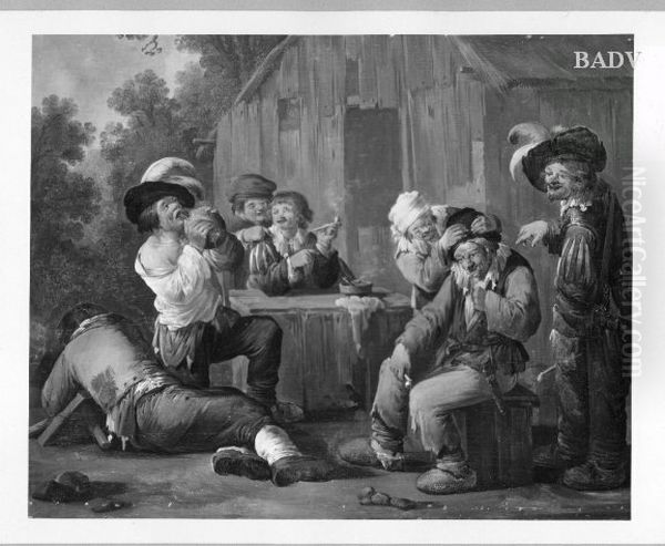Drinking peasants Oil Painting by Andries Both
