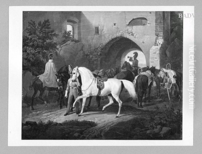 Aufbruch bayerischer Kavallerie Oil Painting by Johann Adam Klein