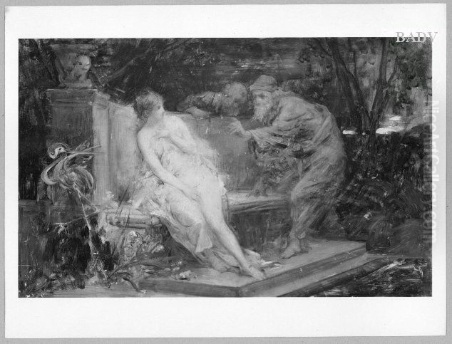 Suzanne and the 2 eldermen Oil Painting by Hans Makart