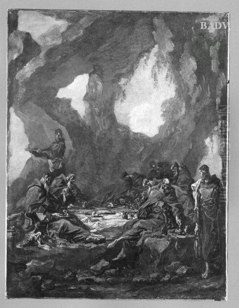 Monche beim Mahl in einer Grotte Oil Painting by Alessandro Magnasco