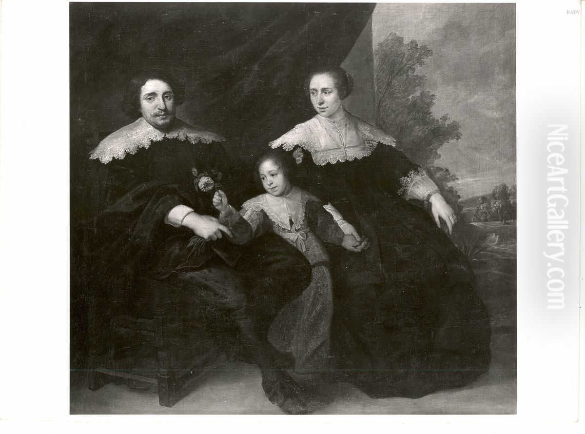 sitting married couple with daughter Oil Painting by Cornelis De Vos