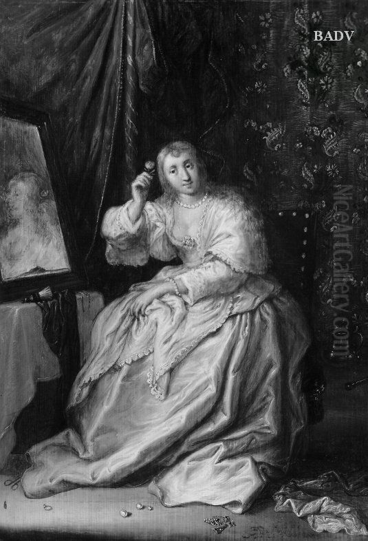 Dame vor dem Spiegel Oil Painting by Adriaen van de Venne