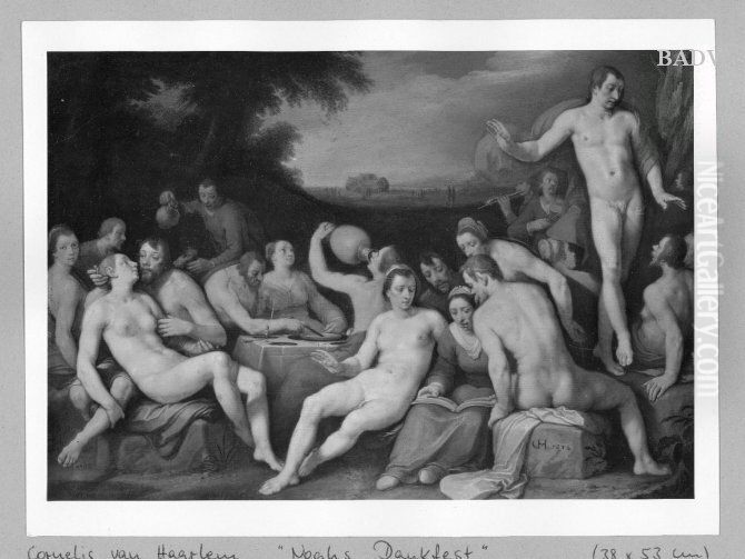 Noahs Dankfest Oil Painting by Cornelis van Haarlem