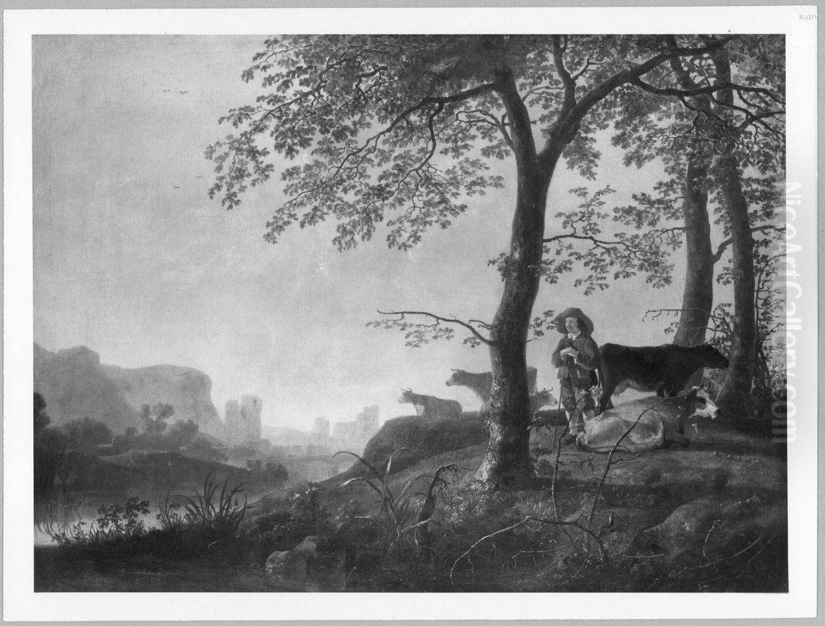 Landschaft mit Hirt und Kuhen Oil Painting by Aelbert Cuyp