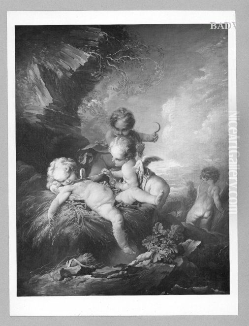 Schlafender Amor und Putten Oil Painting by Francois Boucher