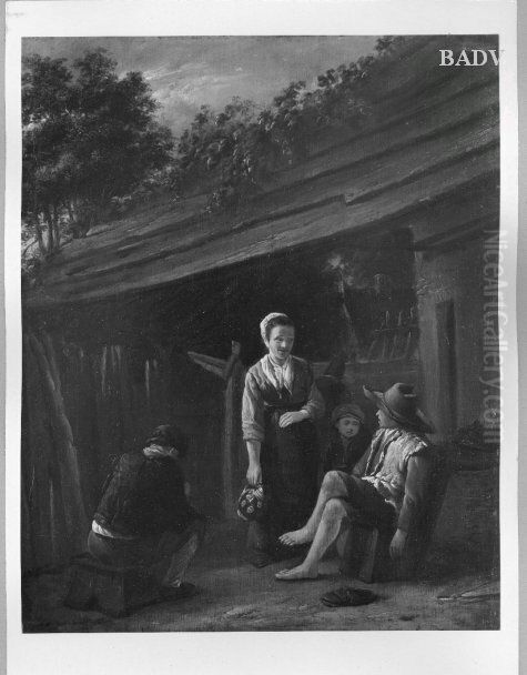 peasants, talking at a cottage Oil Painting by Karel Dujardin peasants, talking at a cottage Oil Painting by Karel Dujardin