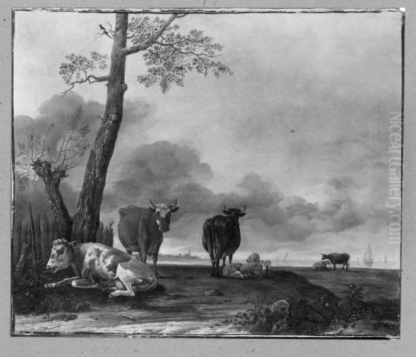 Cows on the pasture Oil Painting by Paulus Potter